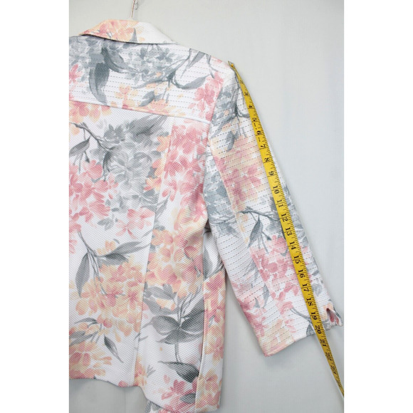 Alfred Dunner Jacket Women 10 Open Lightweight Shoulder‎ Pad Pink Floral Print - Picture 8 of 13